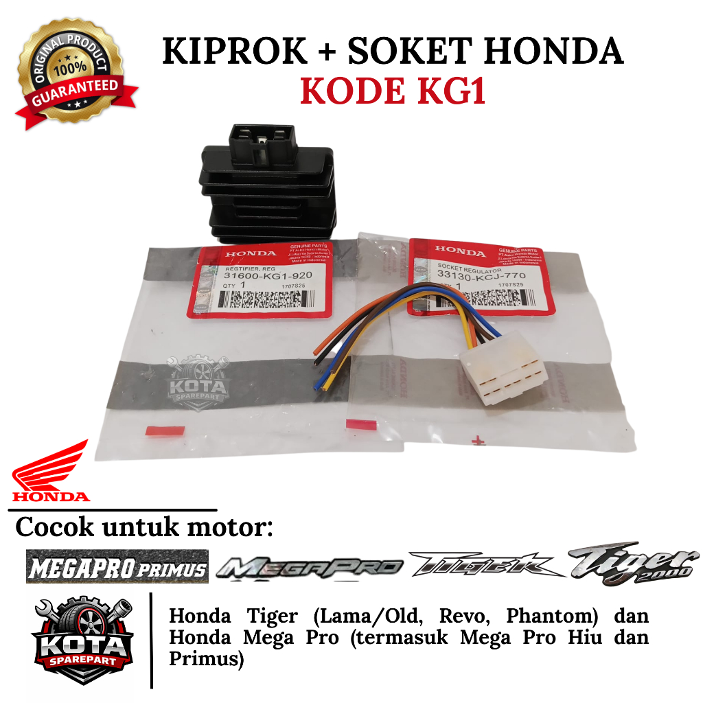 KIPROK + SOKET ORIGINAL HONDA KODE KG1 UNTUK MOTOR HONDA TIGER (OLD/REVO/PHANTOM) DAN HONDA MEGAPRO 