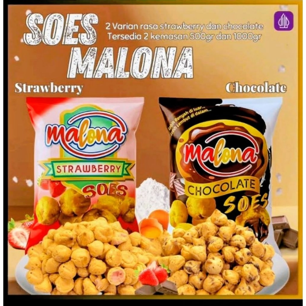 Malona Soes Coklat/Stroberi 1000gr-500gr Free Dus+Bubble Wrap