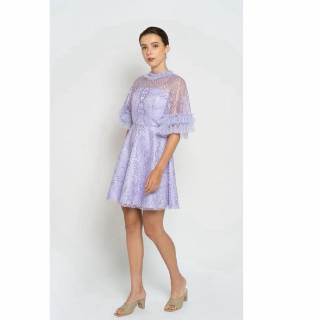 gown party , dress pendek lilac