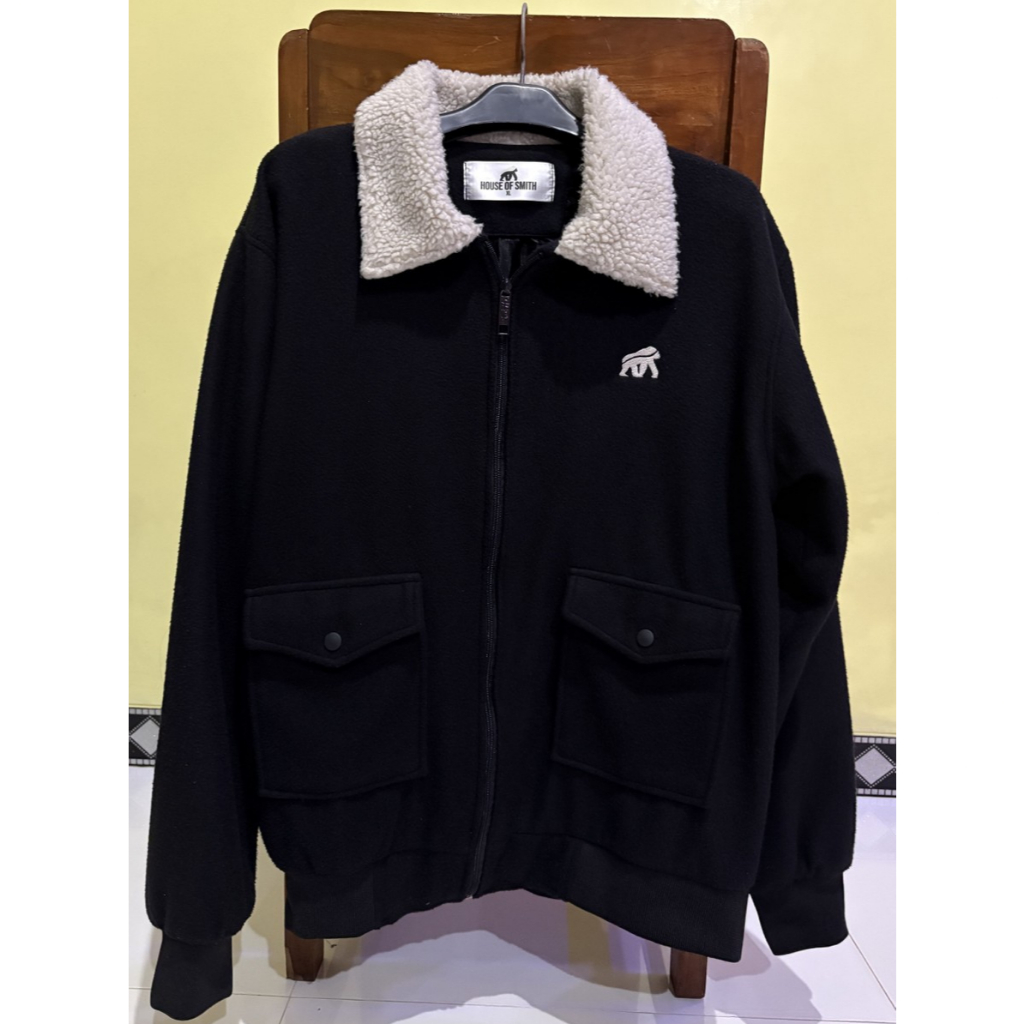 House of Smith Jaket Sherpa Pria / Vintage Sherpa Jacket - Lasket Black, XL - Preloved