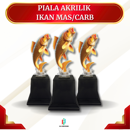 Piala Akrilik Penghargaan & Kejuaraan Memancing Motif Ikan Mas| Hadiah | Liga | Kontes | Turnamen