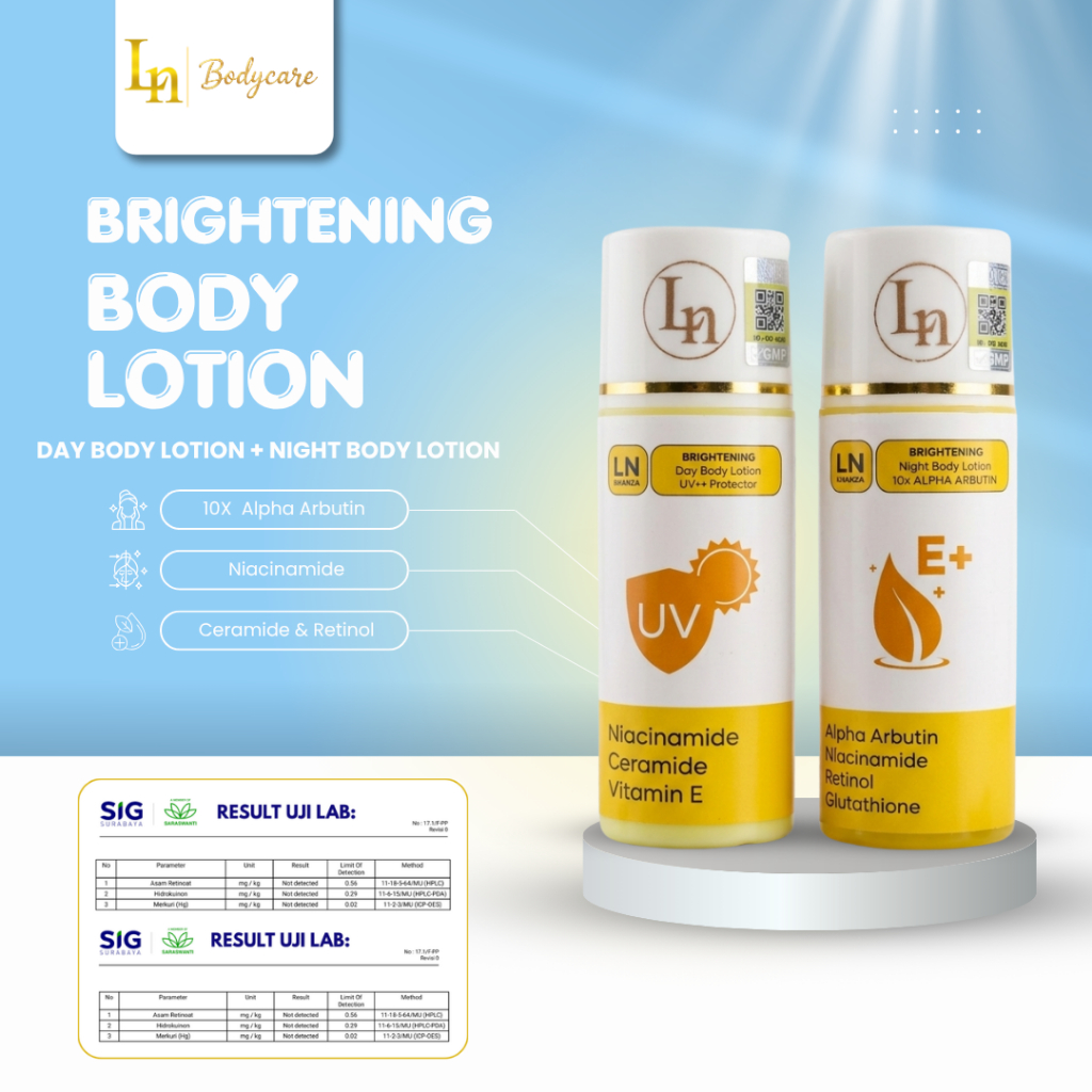 Lotion 10% Alpha Arbutin HB Dosting Pemutih Varian Siang + Malam aman BPOM 100ml