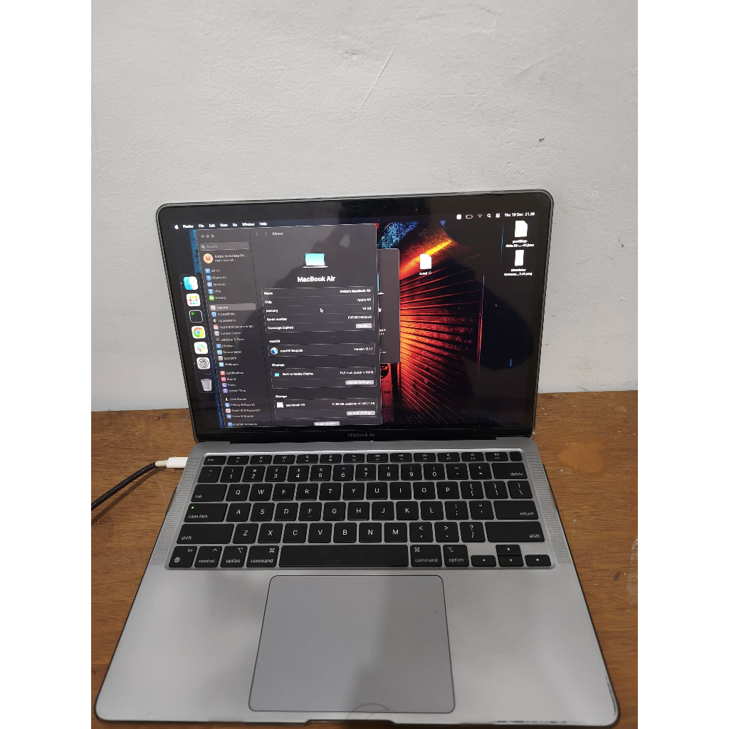 MACBOOK AIR 2020 M1 RAM 16GB SSD 256GB SECOND