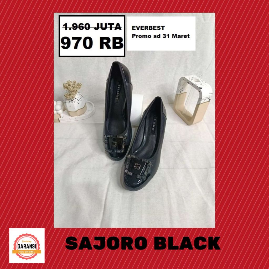 sepatu heels kerja wanita perempuan cewek cewek EVERBEST seri SAJORO SALE 100% ORIGINAL