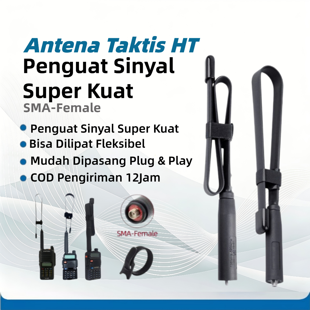 Antena Taktis HT SMA Female Penguat Sinyal Super Kuat Bisa Dilipat Fleksibel Walkie Talkie Handy Tal