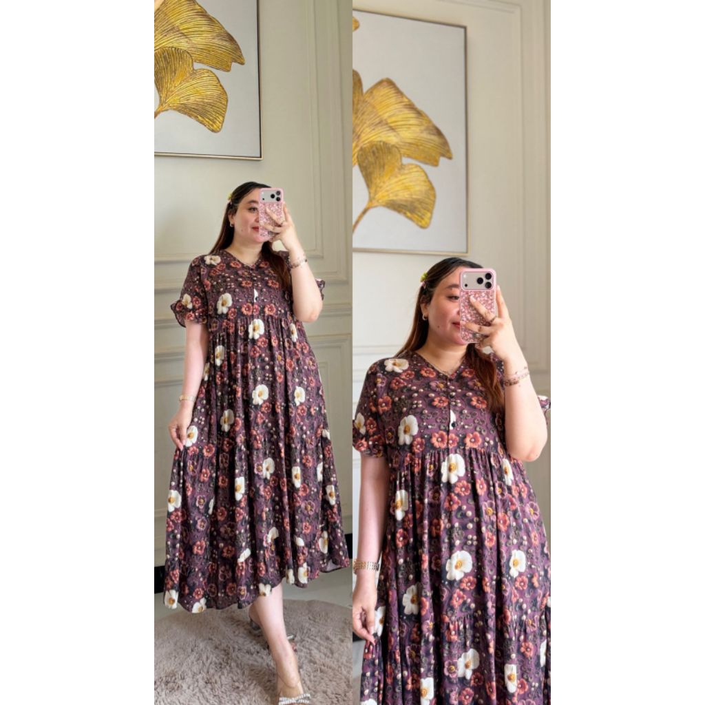 Yura Dress Daster Rayon Kekinian Daster Jumbo Rempel Bawah