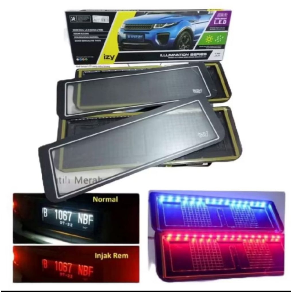 DUDUKAN / TATAKAN PLAT NOMOR MOBIL AKRILIK + LAMPU