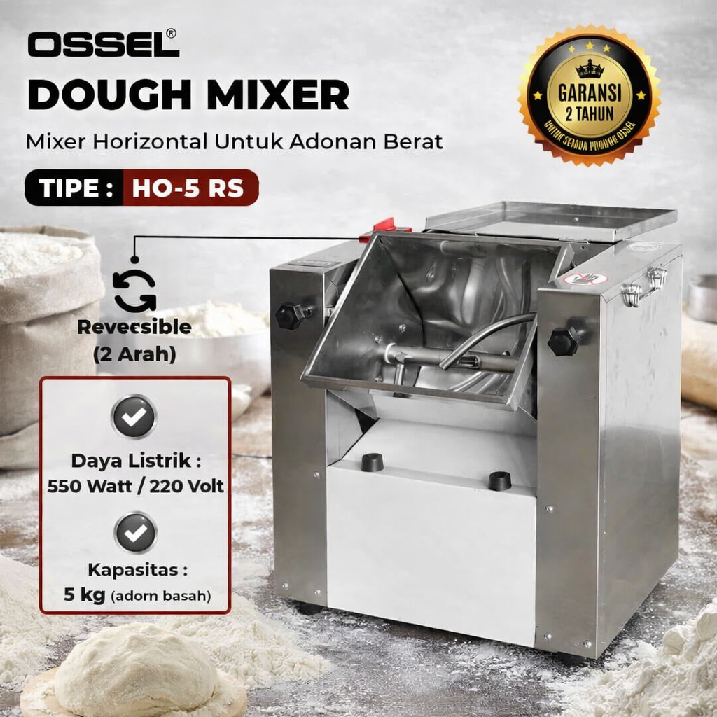 OSSEL Horisontal Dough Mixer Pengaduk Adonan 5 kg HO-5RS OSSEL
