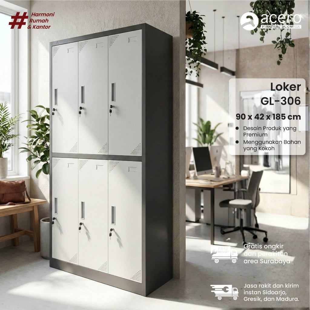 Loker Besi 6 Pintu Besar / Lemari Besi Penyimpanan 6 Pintu