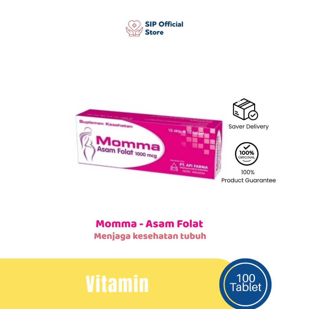 Asam Folat Momma 1mg - Suplemen Asam Folat Untuk Ibu Hamil - Kesehatan Kehamilan
