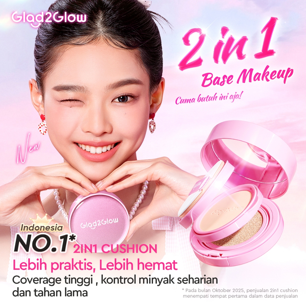 Glad2Glow 2in1 Perfect Pair Cushion Powder Foundation & Lip serum Waterproof Make Up Setting BB Crea