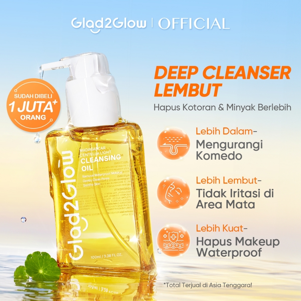 [ HOT SALE ]Glad2Glow Madagascar Centella Light Cleansing Oil 100ml/200ml - micellar water pembersih