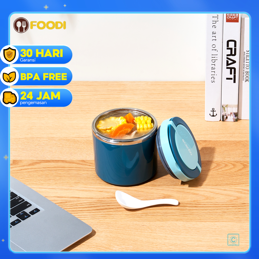 ecentio & FOODI termos mini termos air panas mini 630ml/cangkir mangkok anti bocor/termos sup tahan 