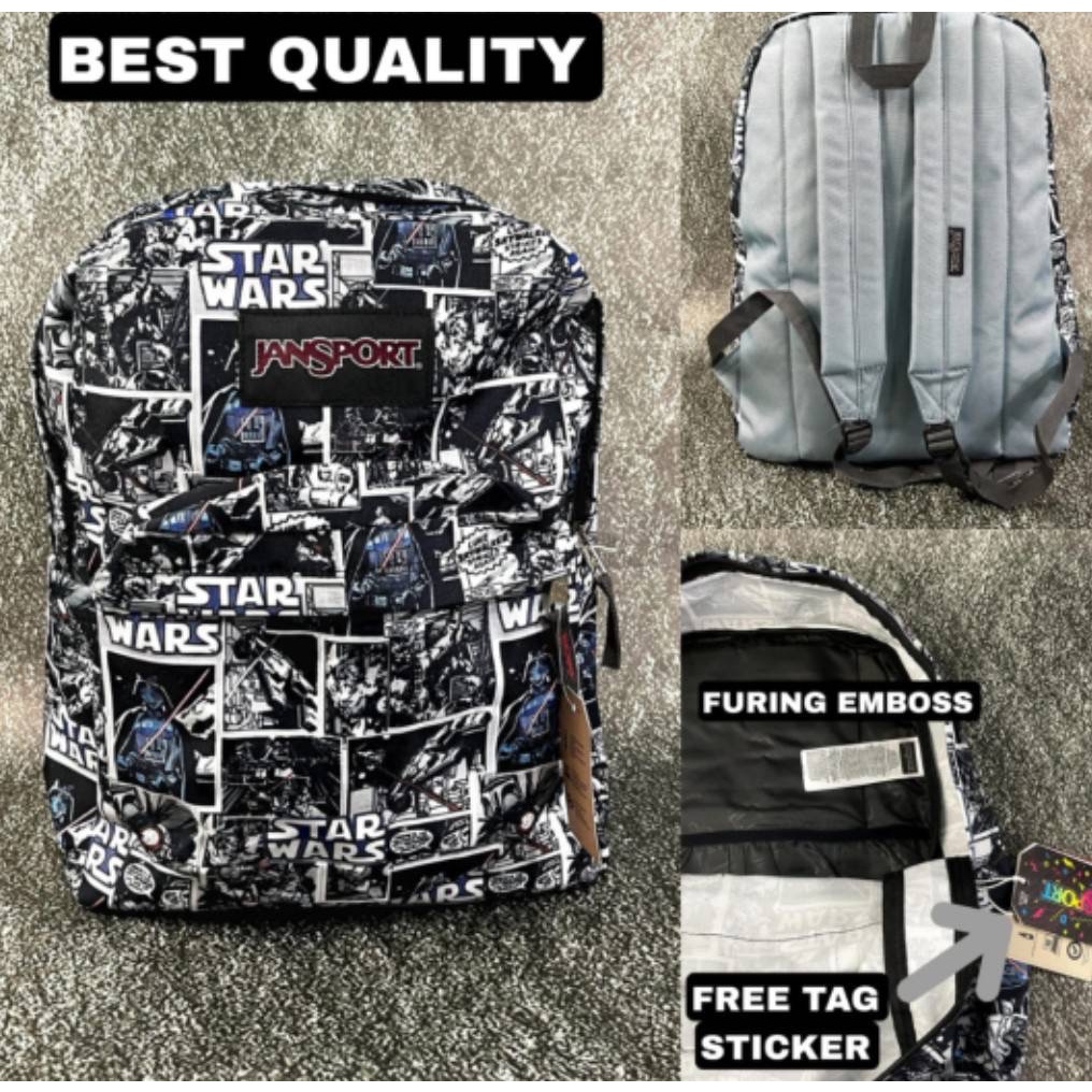 TAS RANSEL JS JANSPORT SPORTS BAGS STARWARS MOTIF ORIGINAL BACKPACK / TAS RANSEL PRIA WANITA BISA CO
