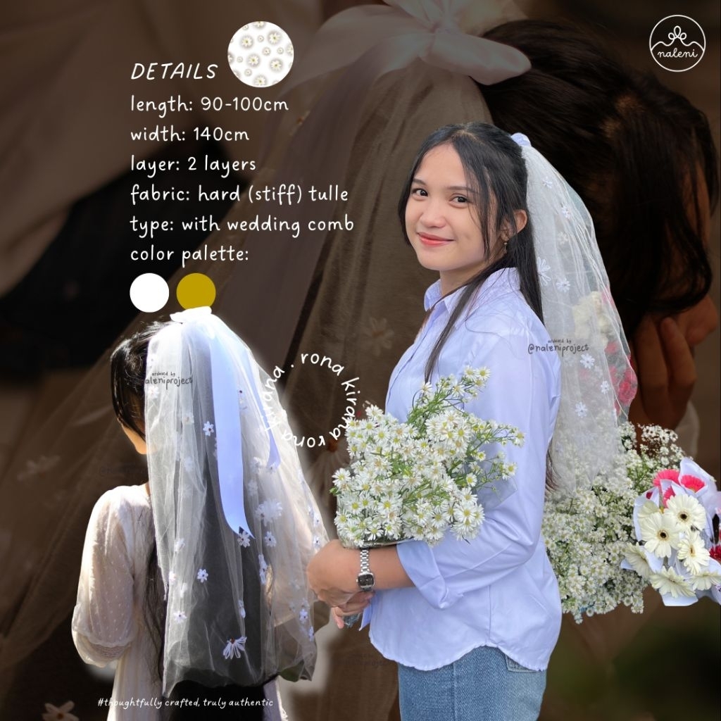 Wedding Veil Pengantin/Embroidery Veil Wedding/ Veil Bunga Sulam Handmade Rona Kirana