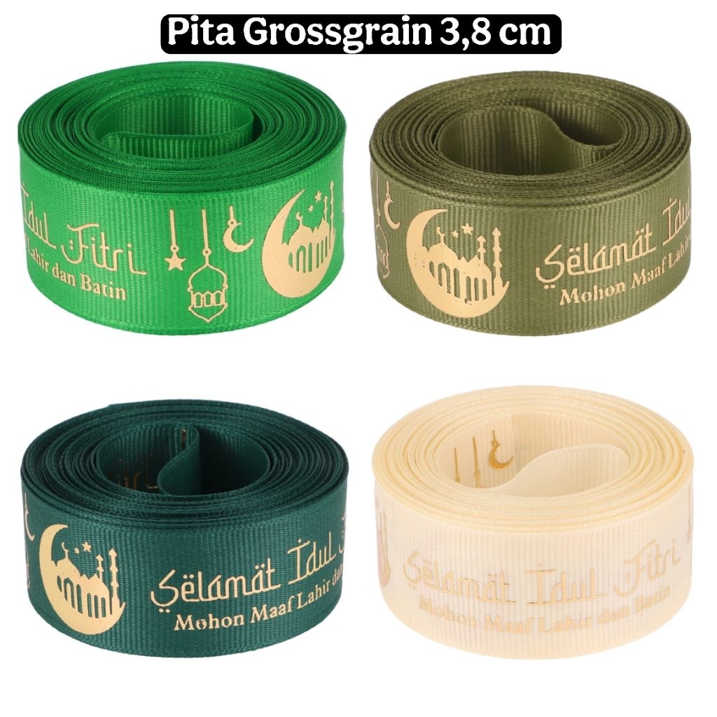 1 Roll Lebar 3.8CM Pita Grosgrain Idul Fitri / Pita Lebaran / Pita Ramadhan / Pita Idul Fitri