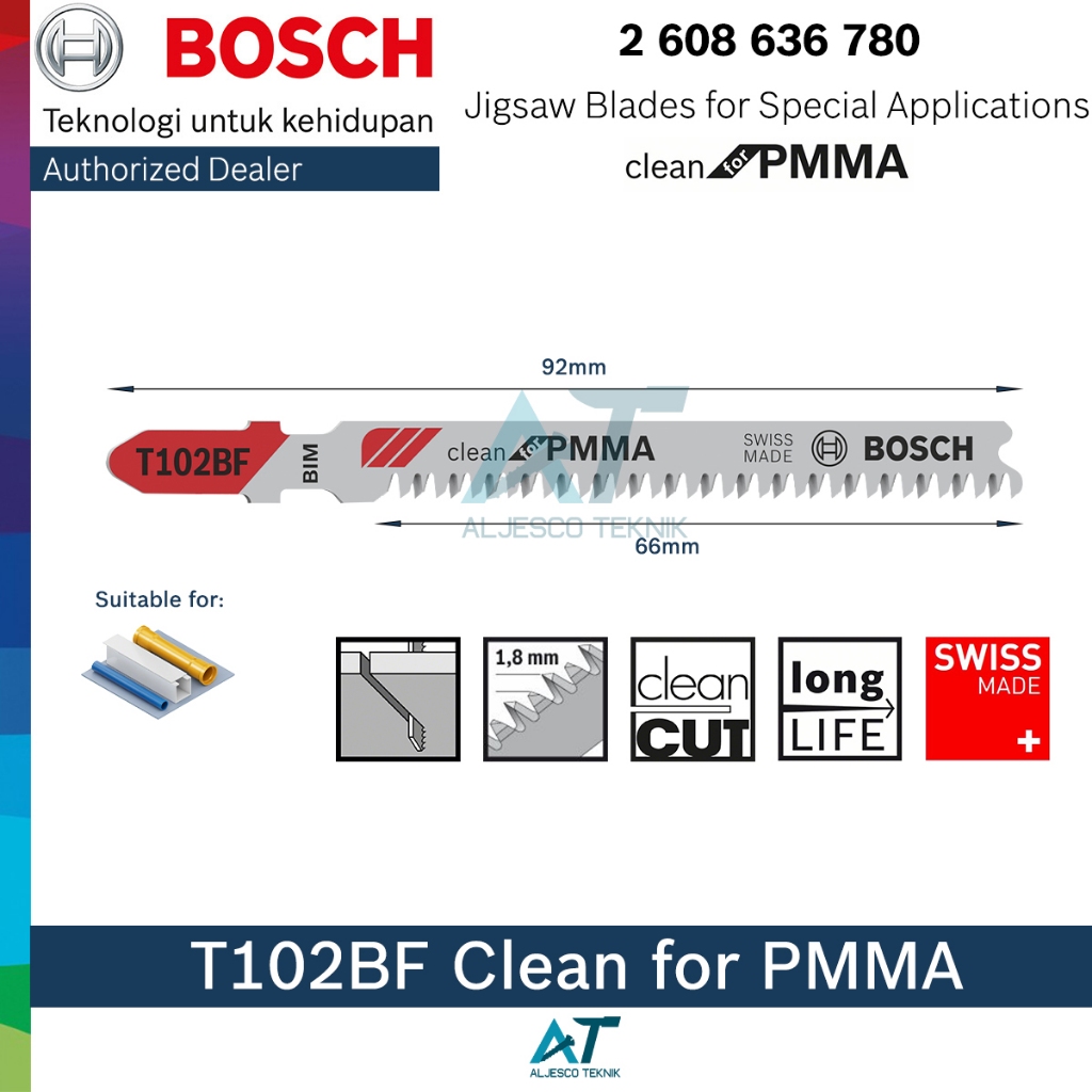 BOSCH MATA JIGSAW T102BF UNTUK PMMA ACRYLIC AKRILIK – JIGSAW BLADES FOR SPECIAL APPLICATIONS