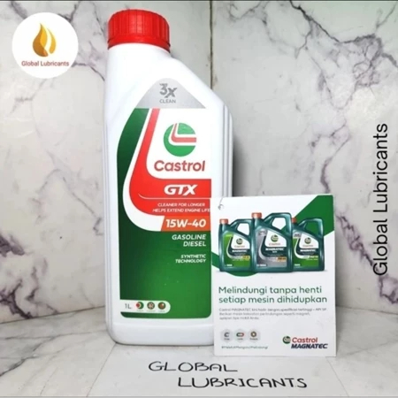 OLI Mesin CASTROL GTX ENGINE OIL 15W-40 UNTUK MOBIL BENSIN 1 Liter 100% Ori
