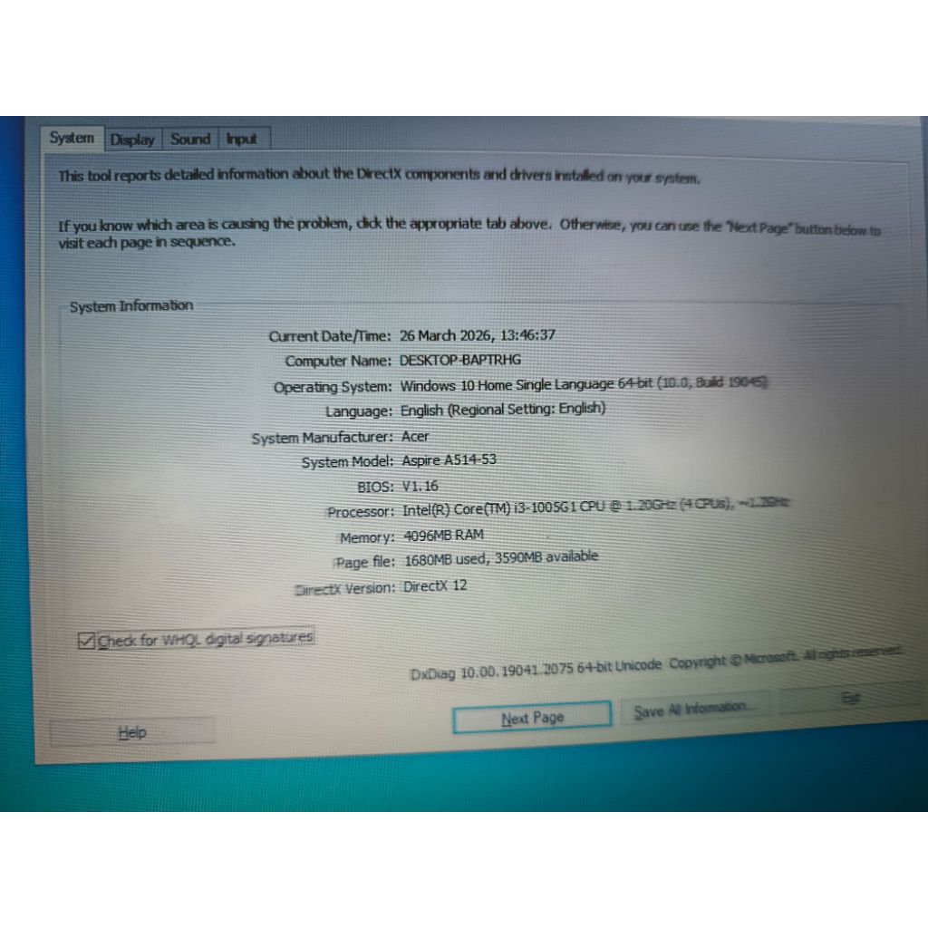 Laptop Acer A514-53 I3 Gen 10