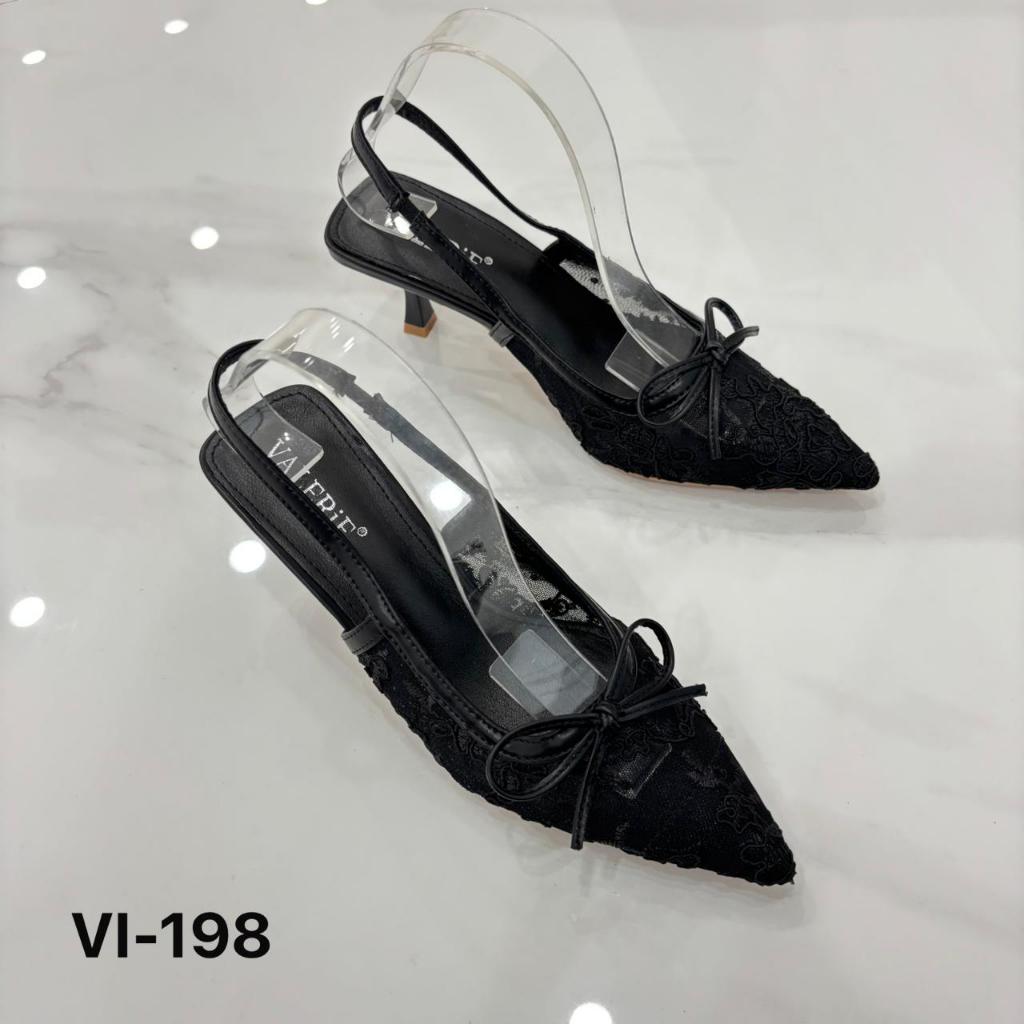 Valerie sepatu heels tali belakang 6cm brukat 36-40 VI-198