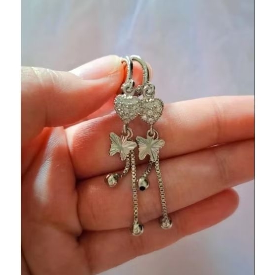 Anting Tusuk Wanita Silver Titanium / Anting Panjang Wanita