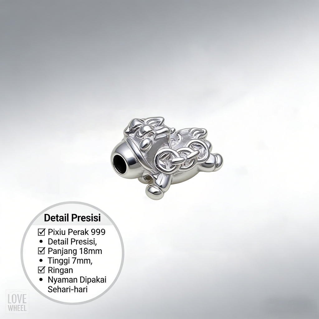 Manik-manik Pixiu Perak 999 Motif Koin, Aksesoris Gelang DIY Pixiu Imut 3D Pembawa Rejeki