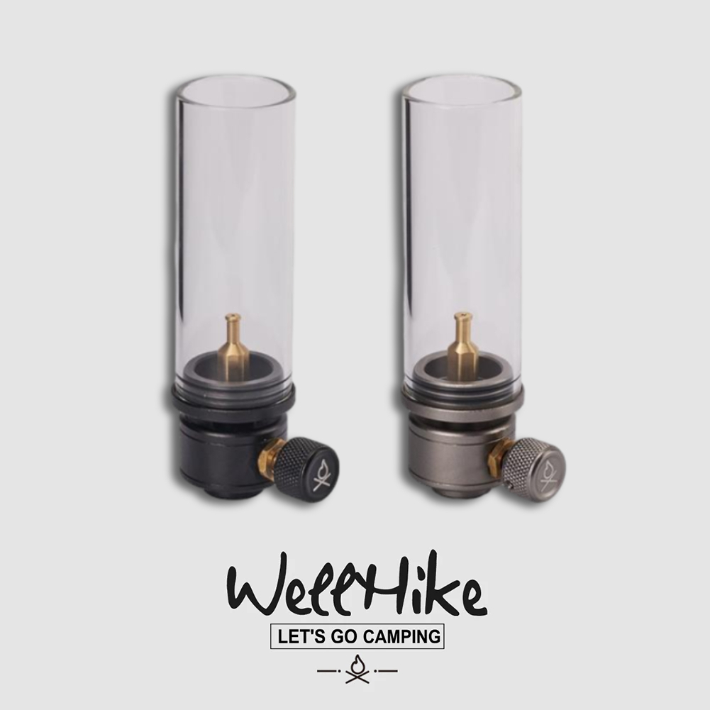 WELLHIKE Lampu Gas Portable untuk Outdoor - Lampu Tenda dengan Tutup Kaca & Pengatur Nyala Api