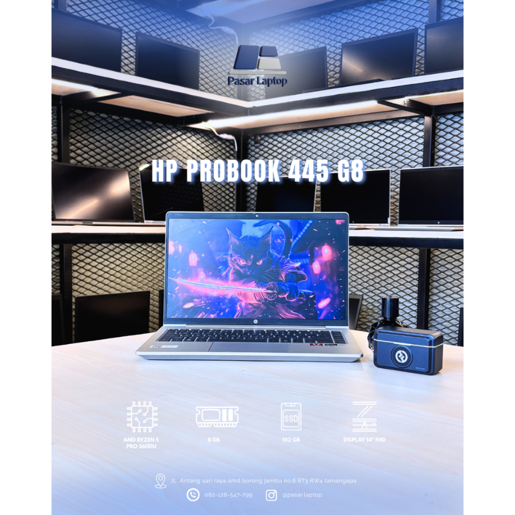 HP ProBook 445 G8 Ryzen 5 Pro 5600U RAM 8GB SSD 512GB 14” FHD Laptop Kerja Kuliah