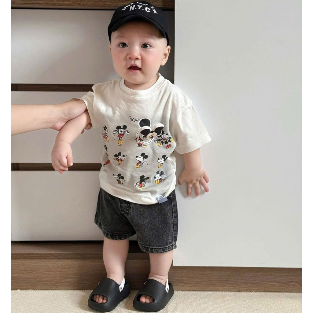 Setelan anak jeans Mickey 3D one set anak laki-laki