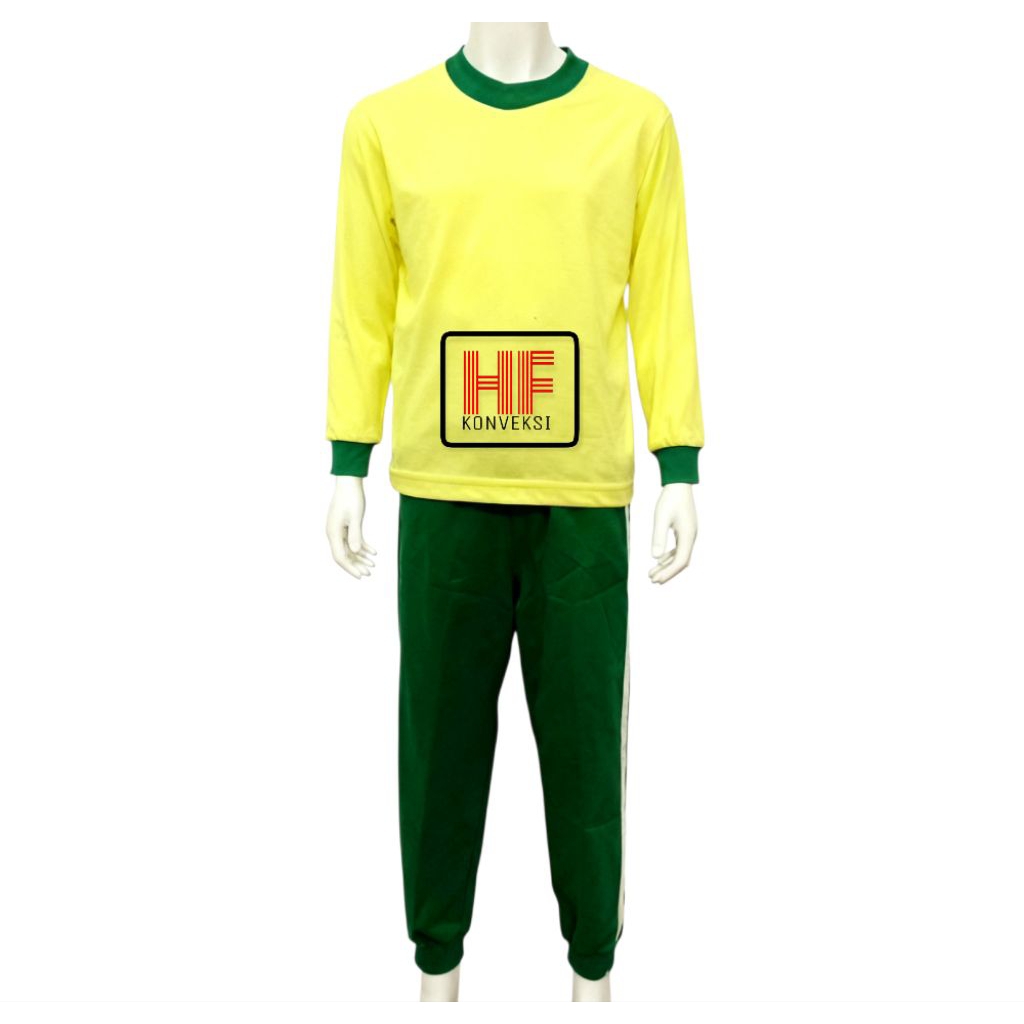 Seragam olahraga anak tk paud kuning muda hijau