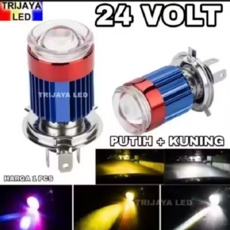 Lampu LED Utama Depan 24 Volt H4 Bodi Senja Biru Merah High Low 2 Warna Laser Gun Putih Kuning D3 Tr