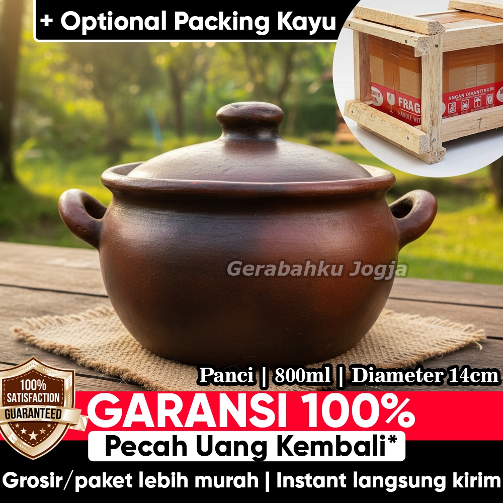 Diameter 14cm - 800ml | Panci Gerabah Tanah Liat Buat Masak Godok Jamu Rebus Panci Kendil Sayur Kapa