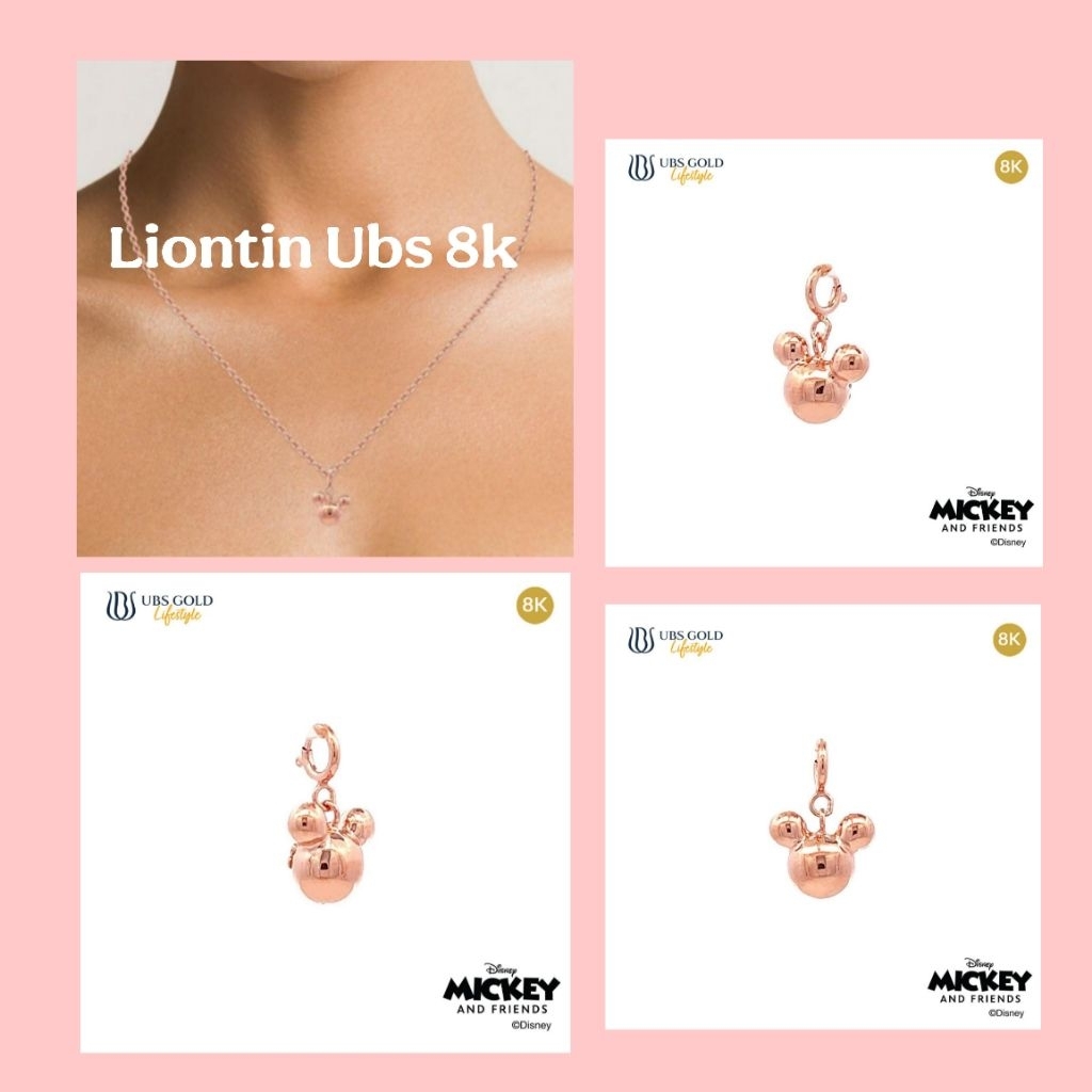 liontin mickey mouse 8k emas UBS rose gold