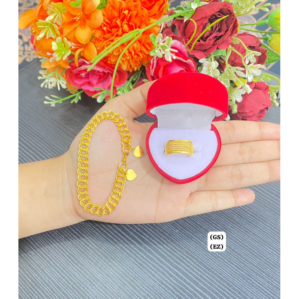 Set gelang koin 91 & cincin lilit gemang koin 91