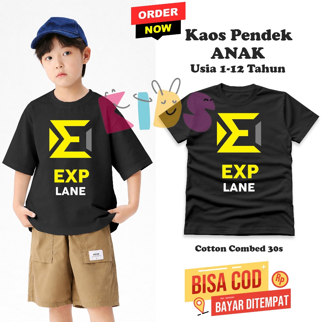 Kaos Anak EXP Lane Mobile Legend Player Unisex Bahan Adem Dan Awet
