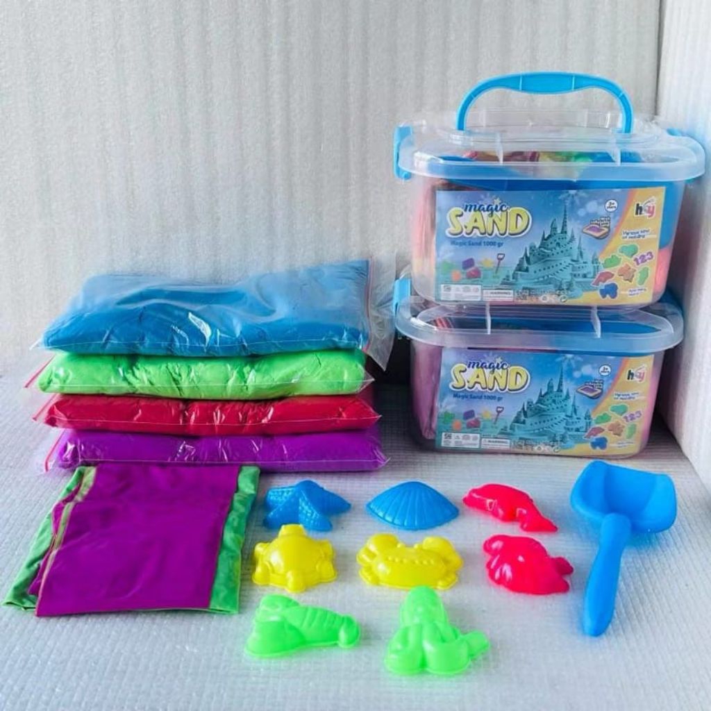 Mainan Anak Pasir Box 1 kg dengan Alas Alat dan Cetakan