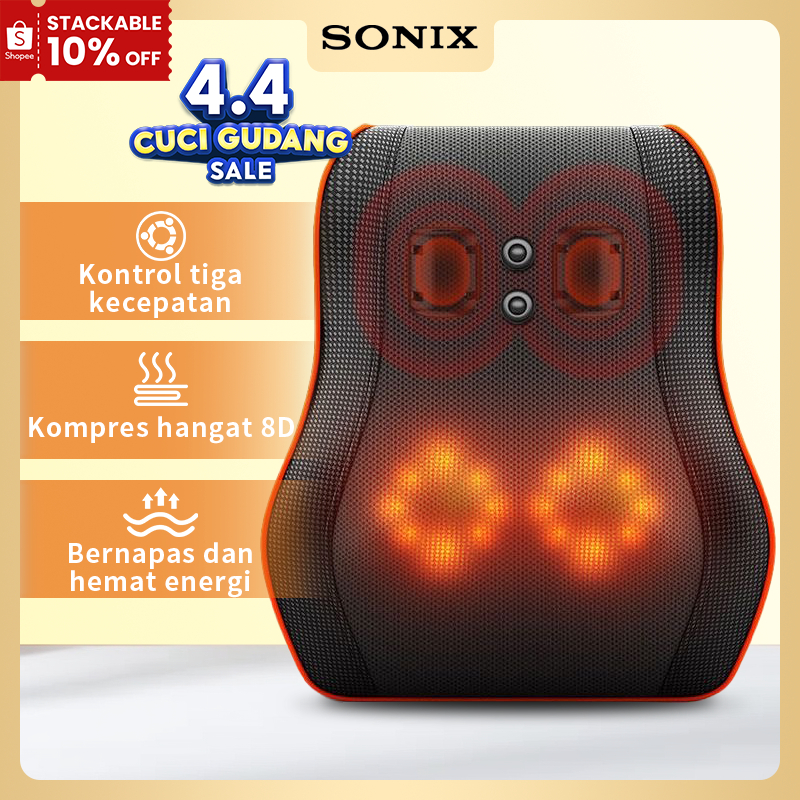Sonix Bantal Pijat Massage SMS02 Portable Alat Pijat Elektrik Terapi Pijat Bahu Dan Tulang Belakang 