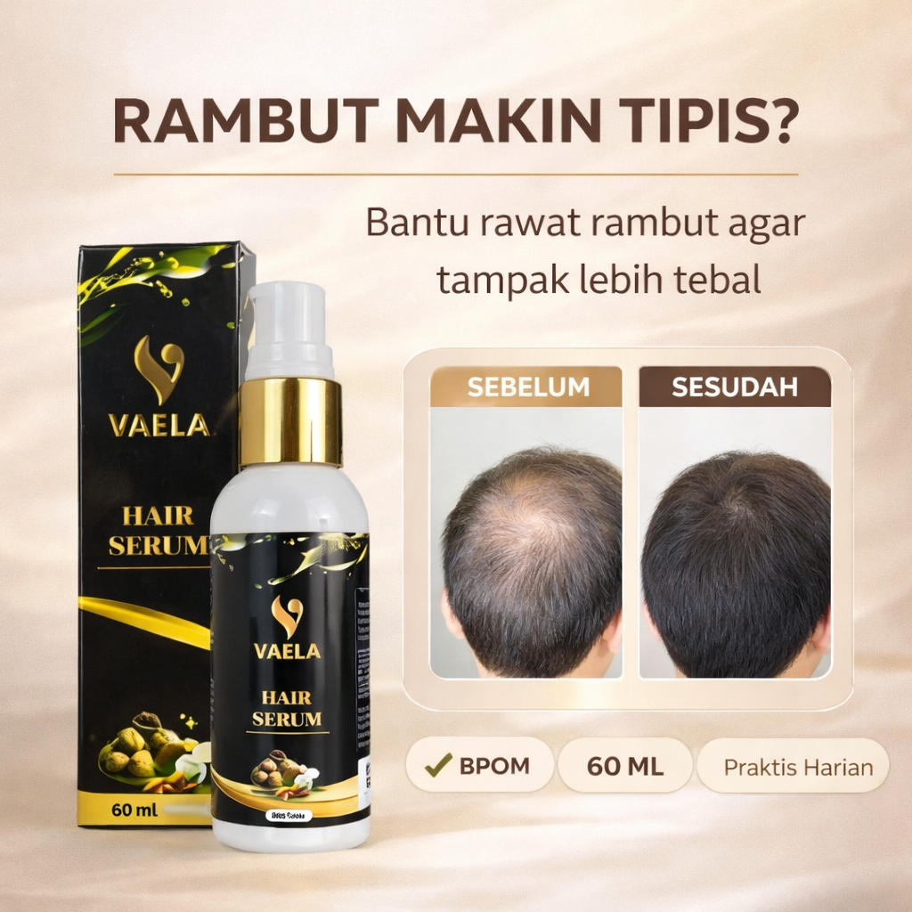 Vaela Hair Serum Penumbuh Rambut Serum Rambut Pencegah Kebotakan Melebatkan Rambut BPOM 60 ML