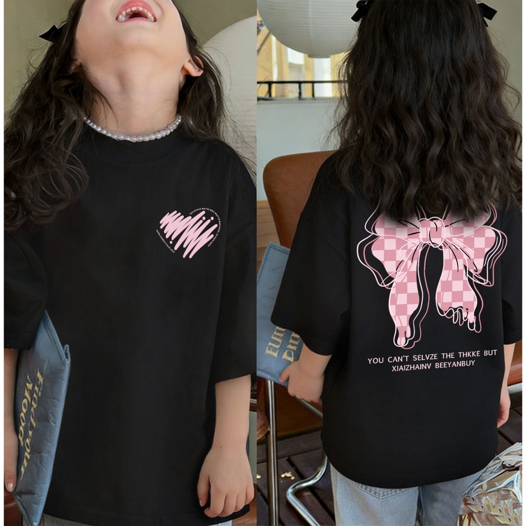 [COD]Kaos anak|2-12 Tahun|kaos Cetakan pita merah muda yang lucu|korea style premium baju atasan|Kao