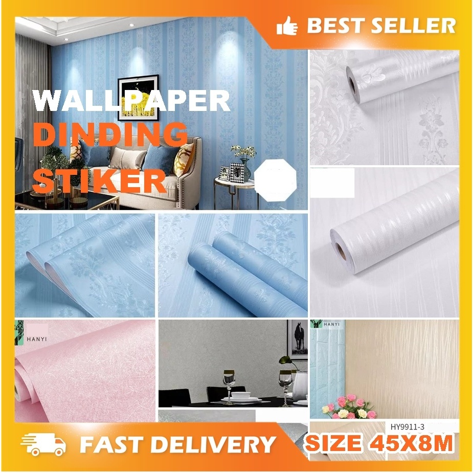 1 KG 2 ROLL Wallpaper Dinding motif LARIS  Elegant / Wallpaper Motif EMBOS Uk 45cm x 10/9 meter