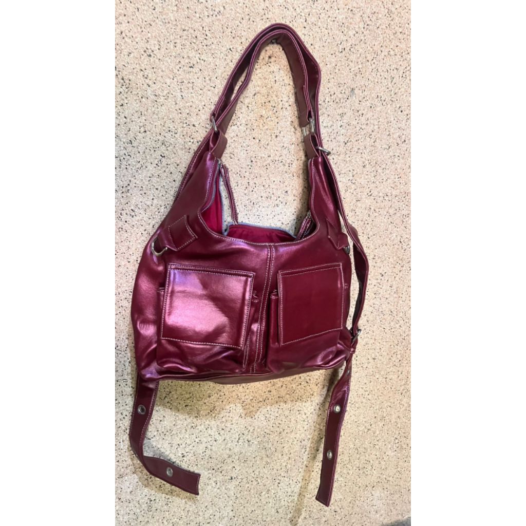 Tako Bag - shoulderbag and backpack Miki Tas Bahu Dan Tas Ransel Laptop Burgundy Original Warna Eleg