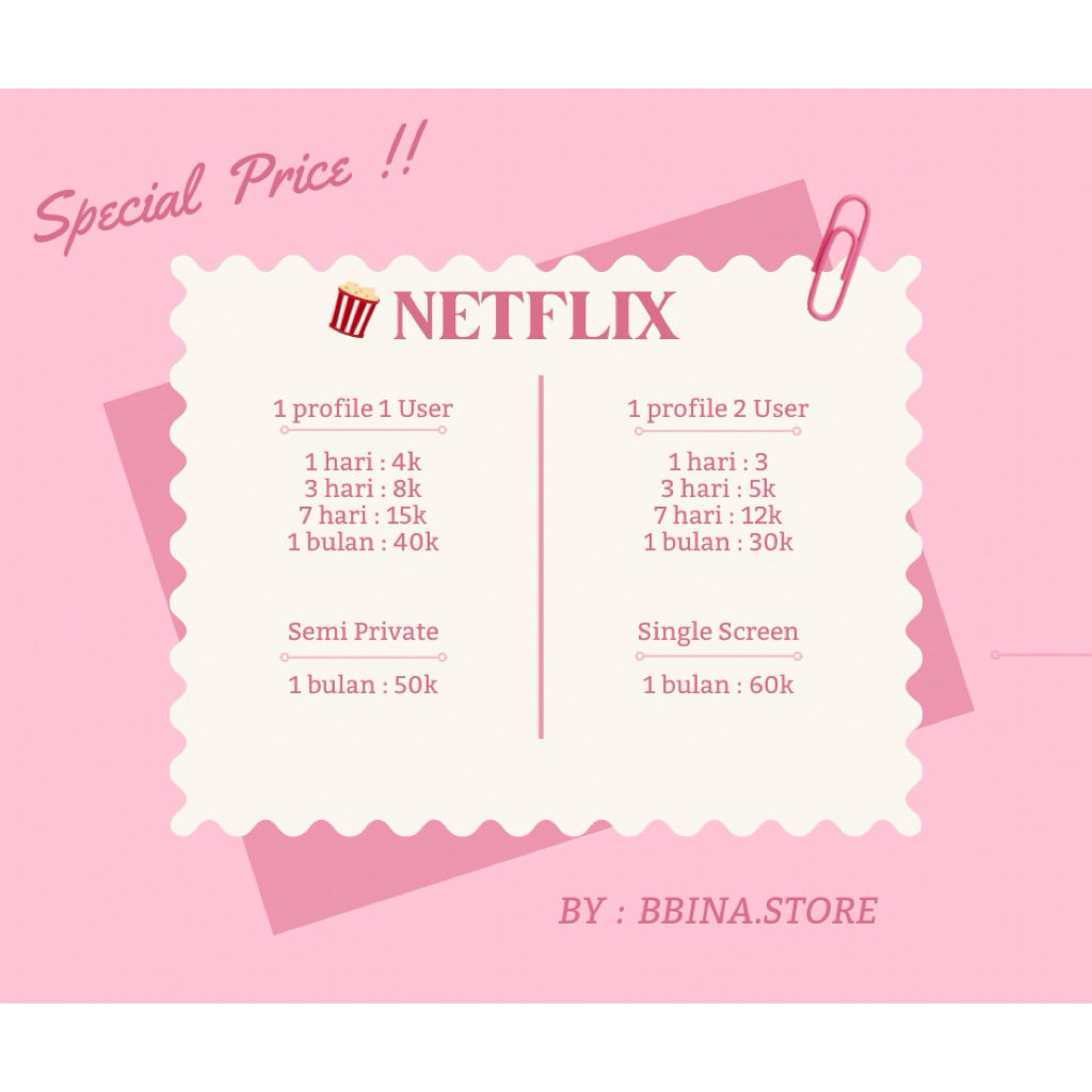 NETFLIX PRIVATE SHARING HARIAN BULANAN FULL GARANSI