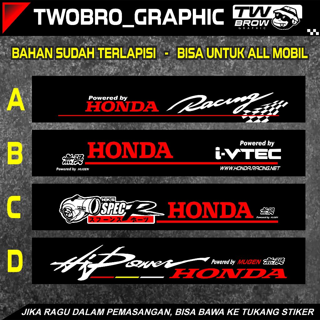 STIKER KACA DEPAN MOBIL HONDA - STIKER PELINDUNG KACA DEPAN MOBIL