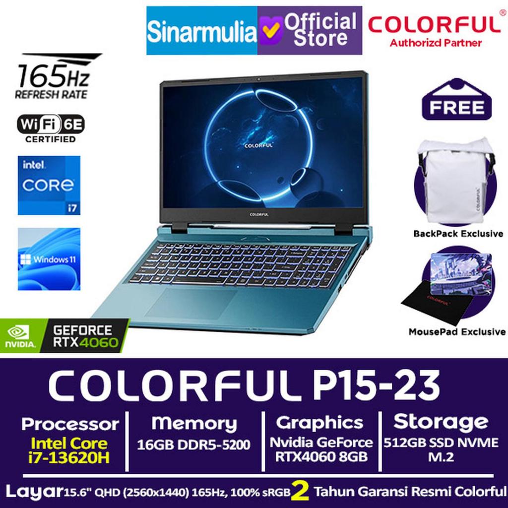 Laptop Gaming COLORFUL EVOL P15 i7-13620H RTX4060 512GB SSD 16GB 165Hz Win11