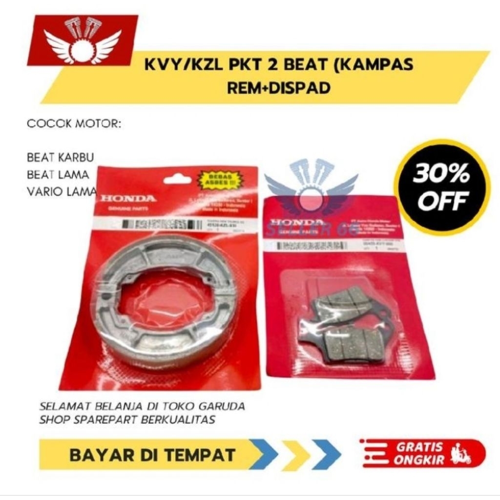 PAKET 2 (HEMAT) Kanvas rem depan + belakang Beat karbu, Beat lama / KANVAS REM