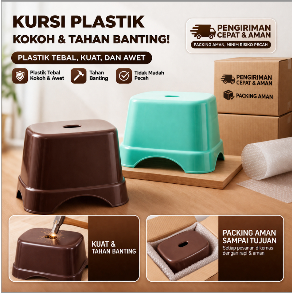 Kursi Lantai Pendek Kokoh Serbaguna / Kursi Lantai Kokoh / Kursi Plastik Pendek Murah / Kursi Pendek