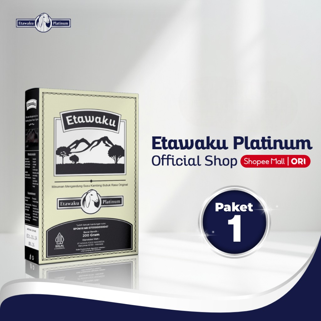 Etawaku Platinum 200 gram terbuat dari susu kambing dan krimer bubuk rendah gula dan lemak bernutris