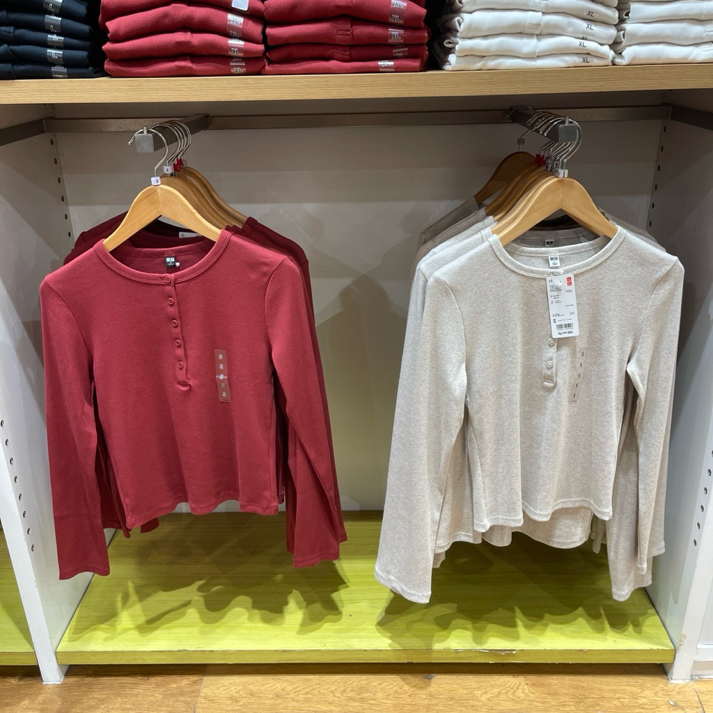 Tshirt Uniqlo Woman RIB KERAH HENLEY