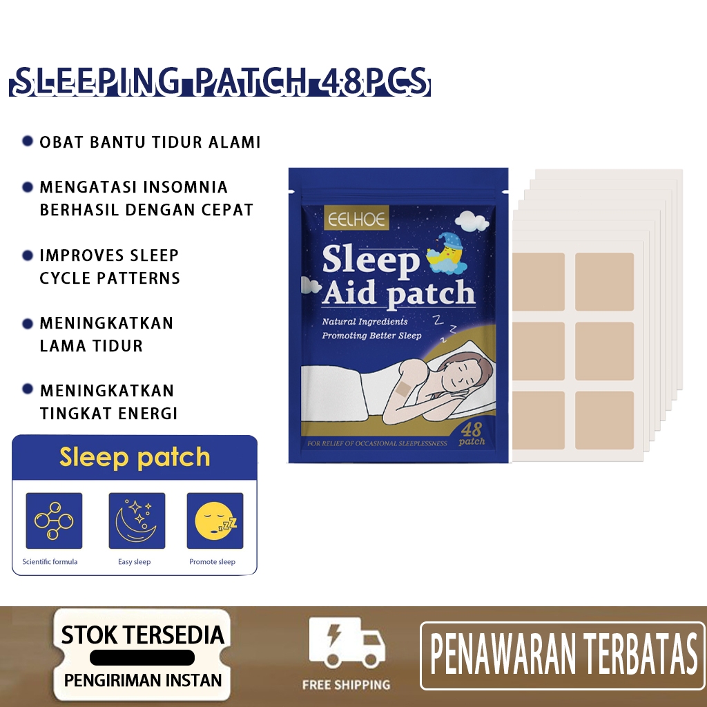 48pcs Patch Tidur Sleep Patch Good Night Sleep Patch Sleep Aid Patch Tidur Ampuh Bantu Tidur