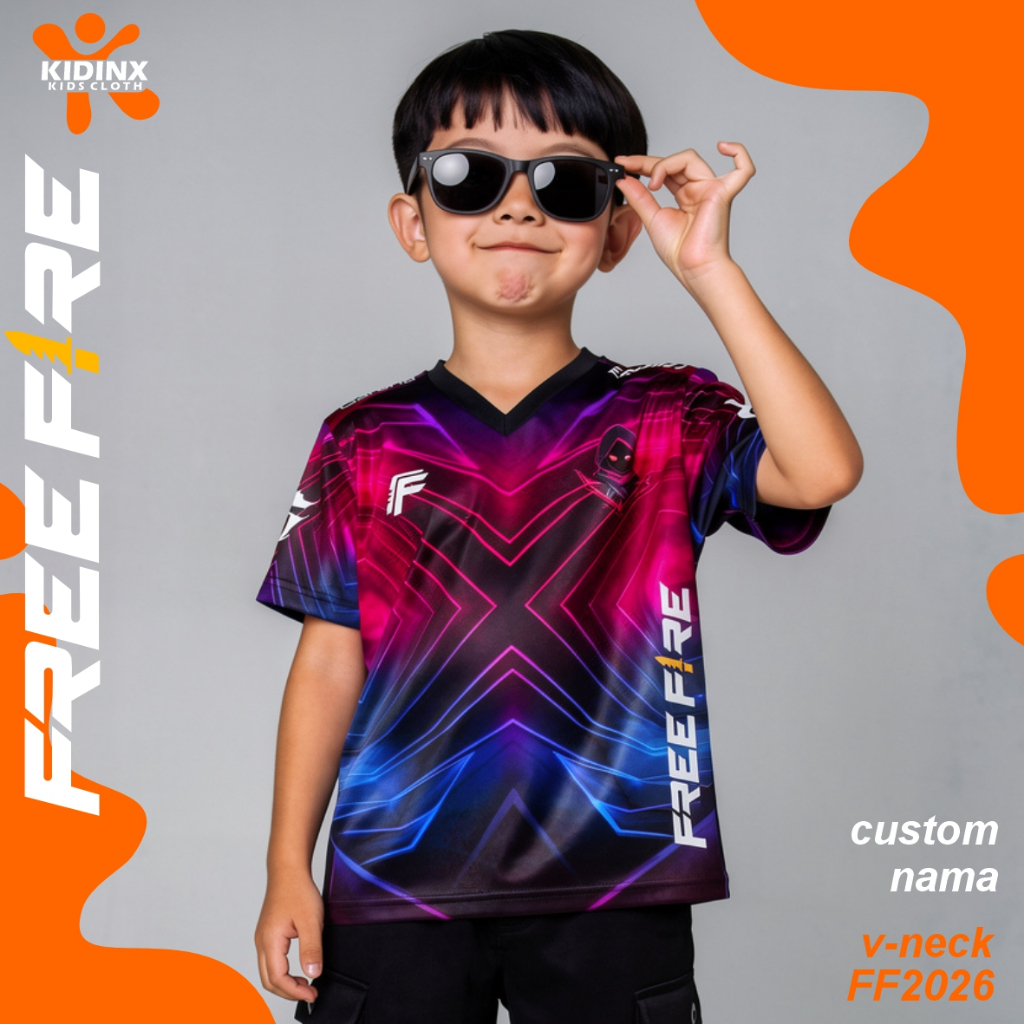 Baju Anak FF Jersey Anak Freefire Terbaru 2026Usia 3-12 Tahun